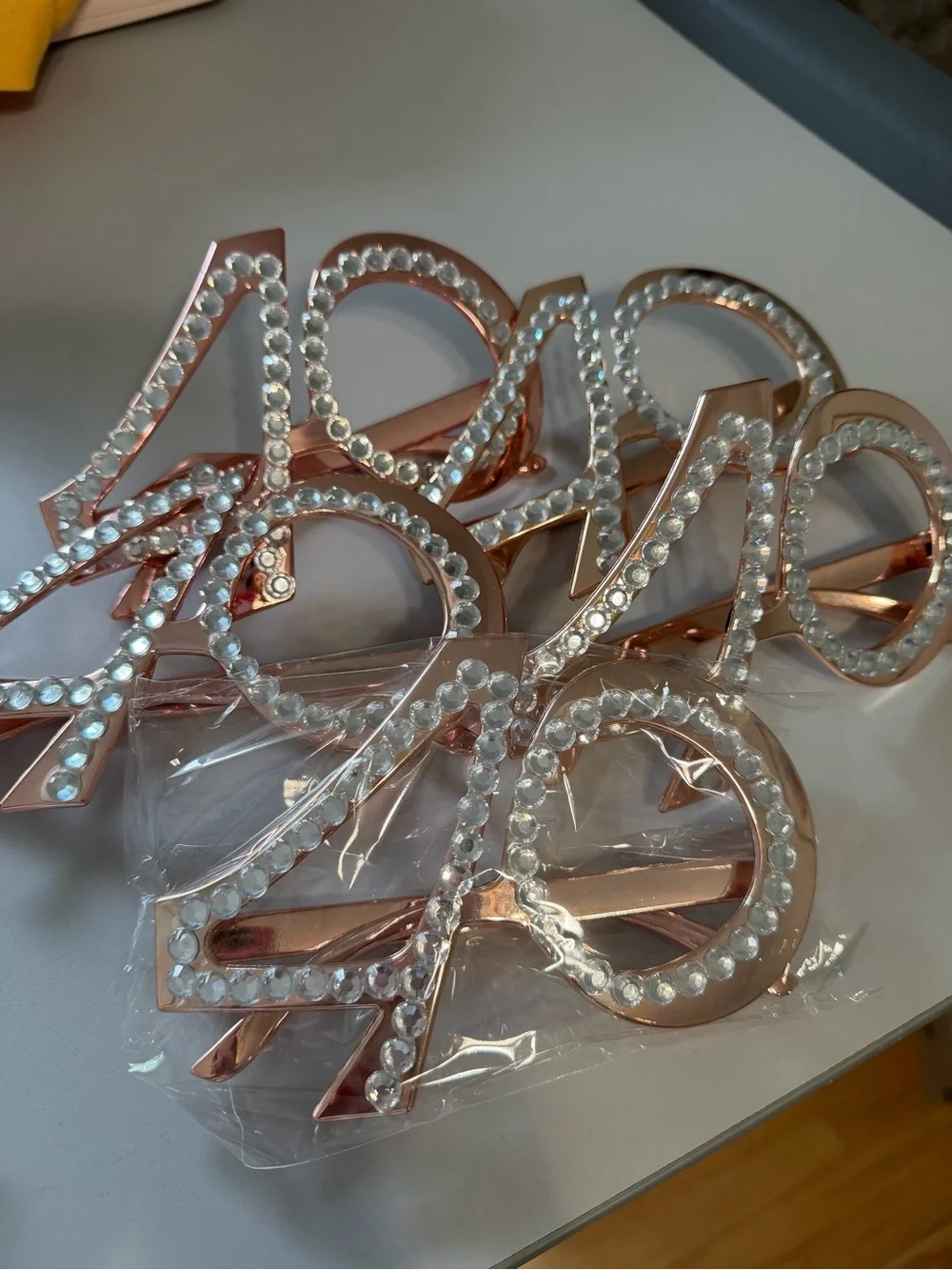 Rhinestone Embellished Rose Gold 40th Birthday Glasses Set of 5